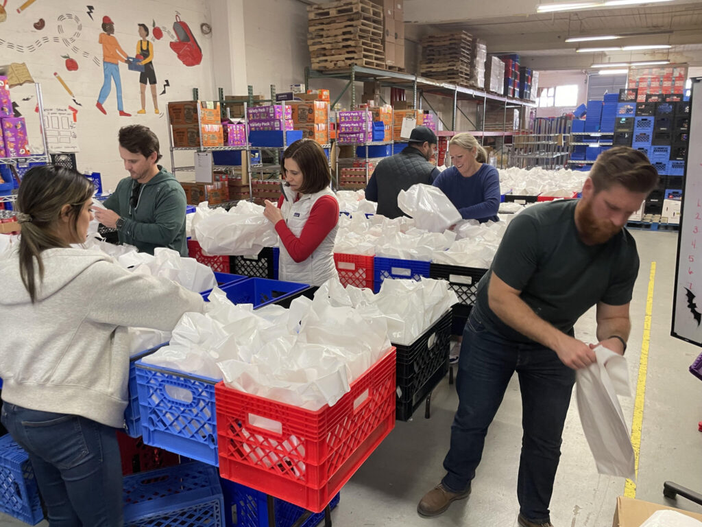 Team working at a food bank