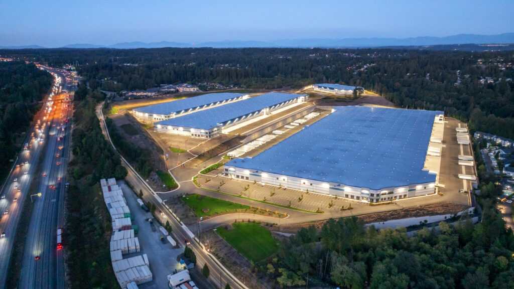 Bridge Point I-5 Seattle aerial evening